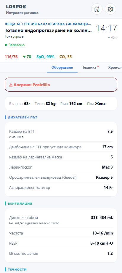 Предложено оборудване